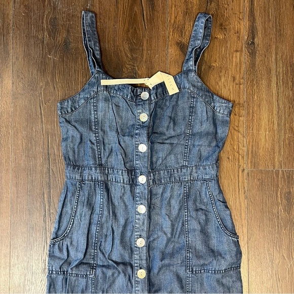 🆕 LOVESTITCH Denim Button Front Midi Dress NEW SZ MED - Picture 2 of 5
